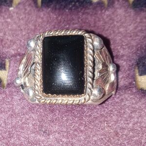 Navajo Mens Sterling Silver And Gold Ring